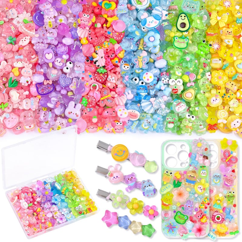 Glitzest 150PCS TINKRSTUFF Slime Charms Jelly Cute Flatback Resin Charms For Slime, Random Kawaii Decoden Charm for Embellishments Phone Junk Case Charms Bulk, Scrapbooking Crafting & DIY Decor(6 Color Series) - Image 1